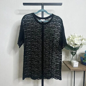 Umgee Black Lace Short-Sleeve - Medium - Party - Tunic - Beach